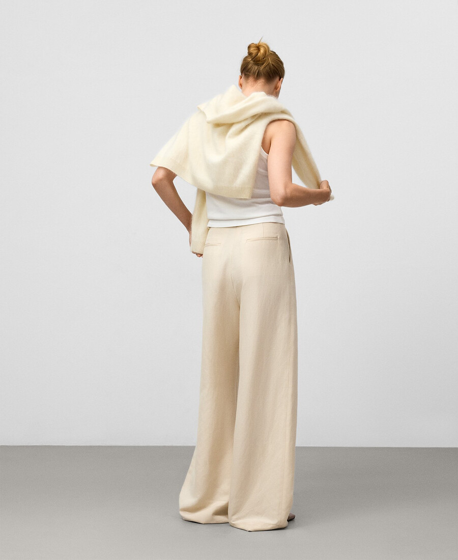pantalones de mujer de mezcla de lino europeo