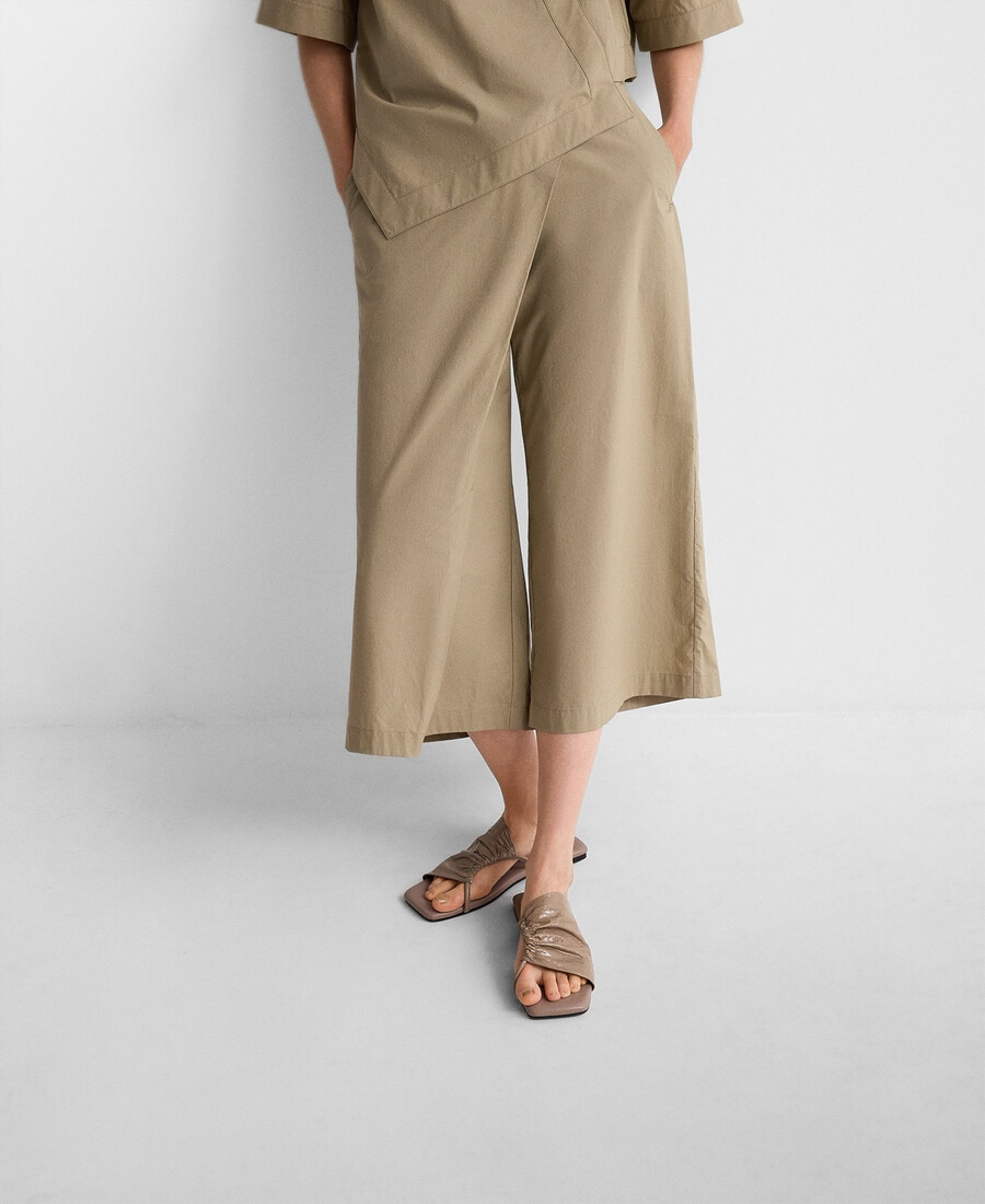 pantalón cruzado cropped de algodón para mujer