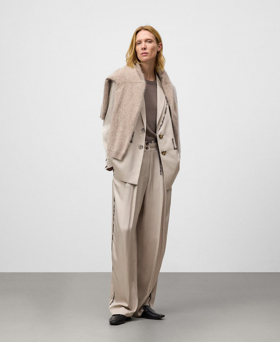 pantalón de corte barril con efecto pintura para mujer