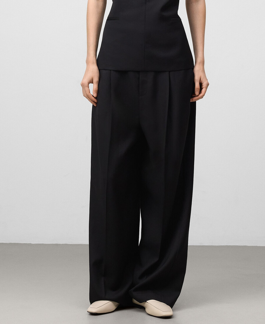 pantalón sastre negro de pierna ancha para mujer
