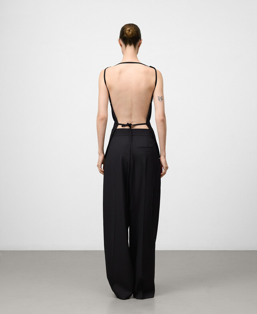 pantalón sastre negro de pierna ancha para mujer