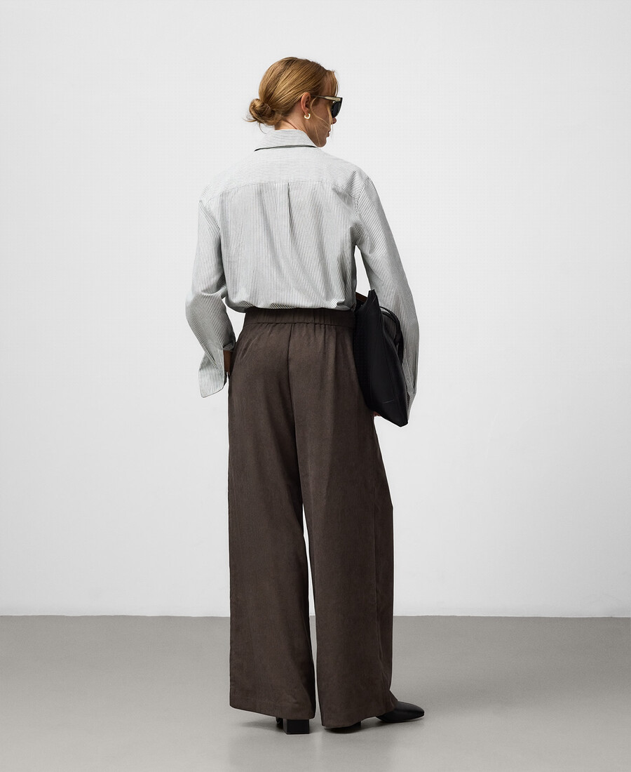 pantalones anchos de pana para mujer