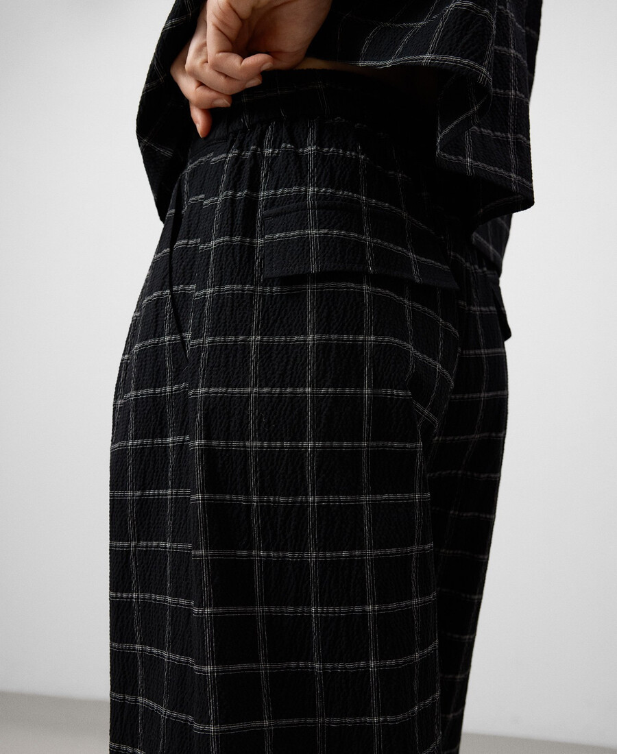 pantalones de cuadros de corte barril para mujer