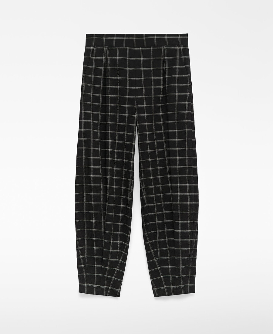 pantalones de cuadros de corte barril para mujer