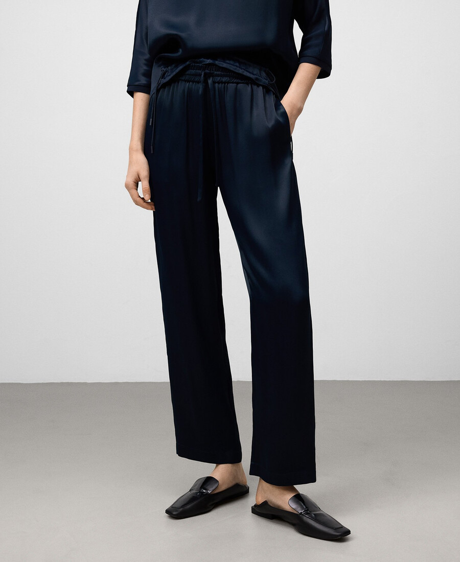 pantalón jogger de satén para mujer