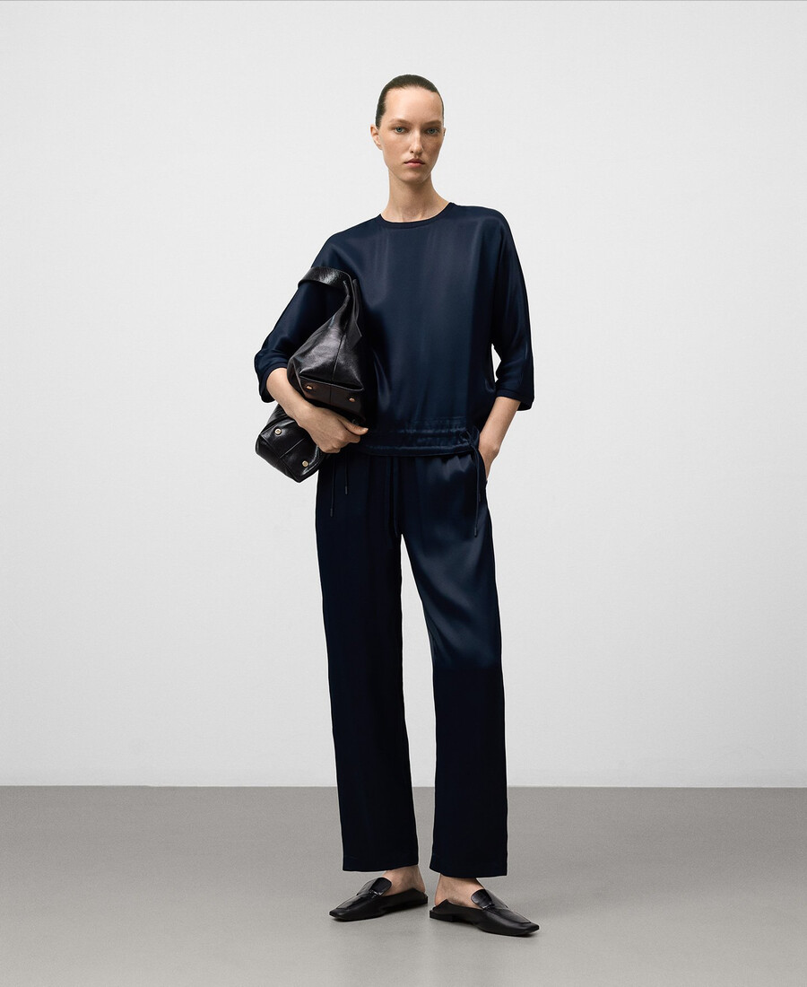 pantalón jogger de satén para mujer