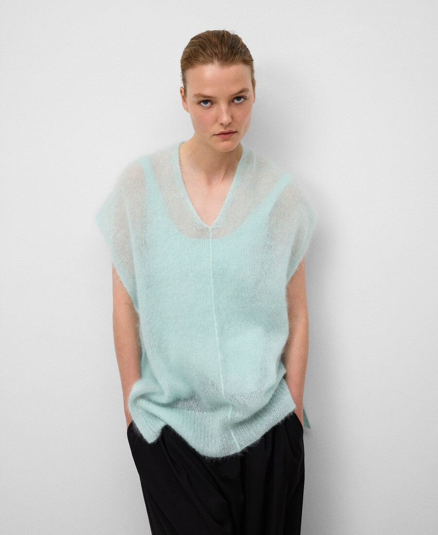 chaleco de punto de mezcla de mohair para mujer