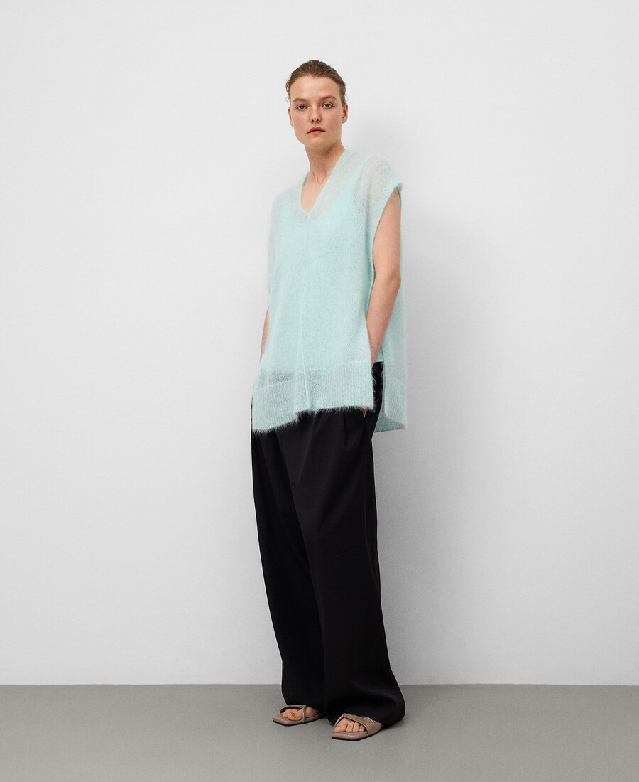 chaleco de punto de mezcla de mohair para mujer