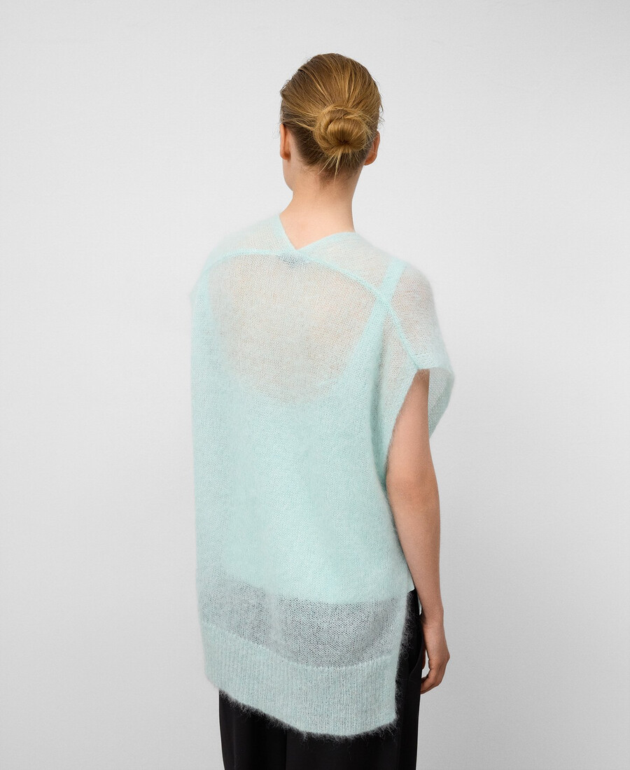 chaleco de punto de mezcla de mohair para mujer