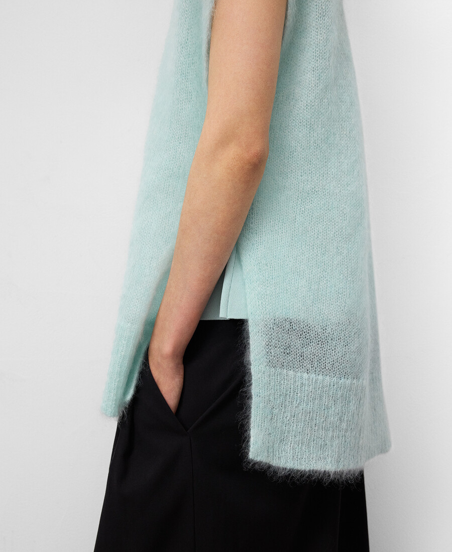 chaleco de punto de mezcla de mohair para mujer