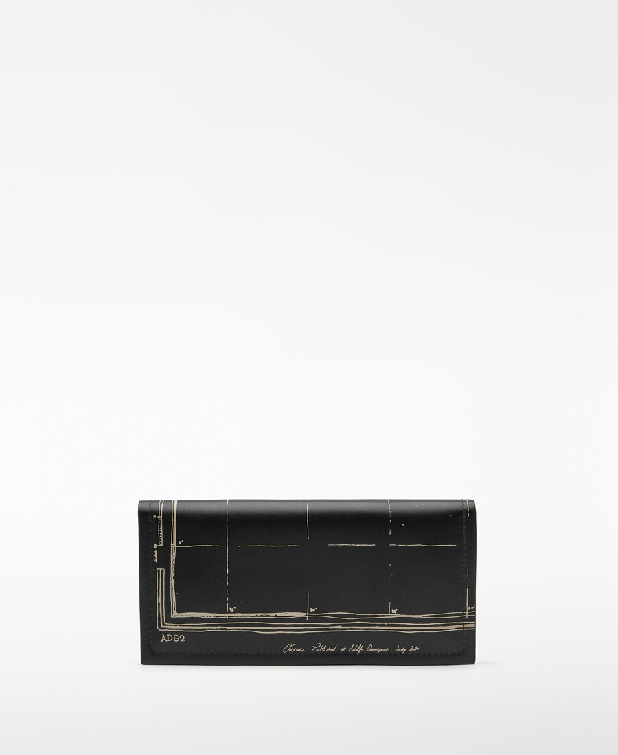 cartera de piel para mujer con estampado de mapas