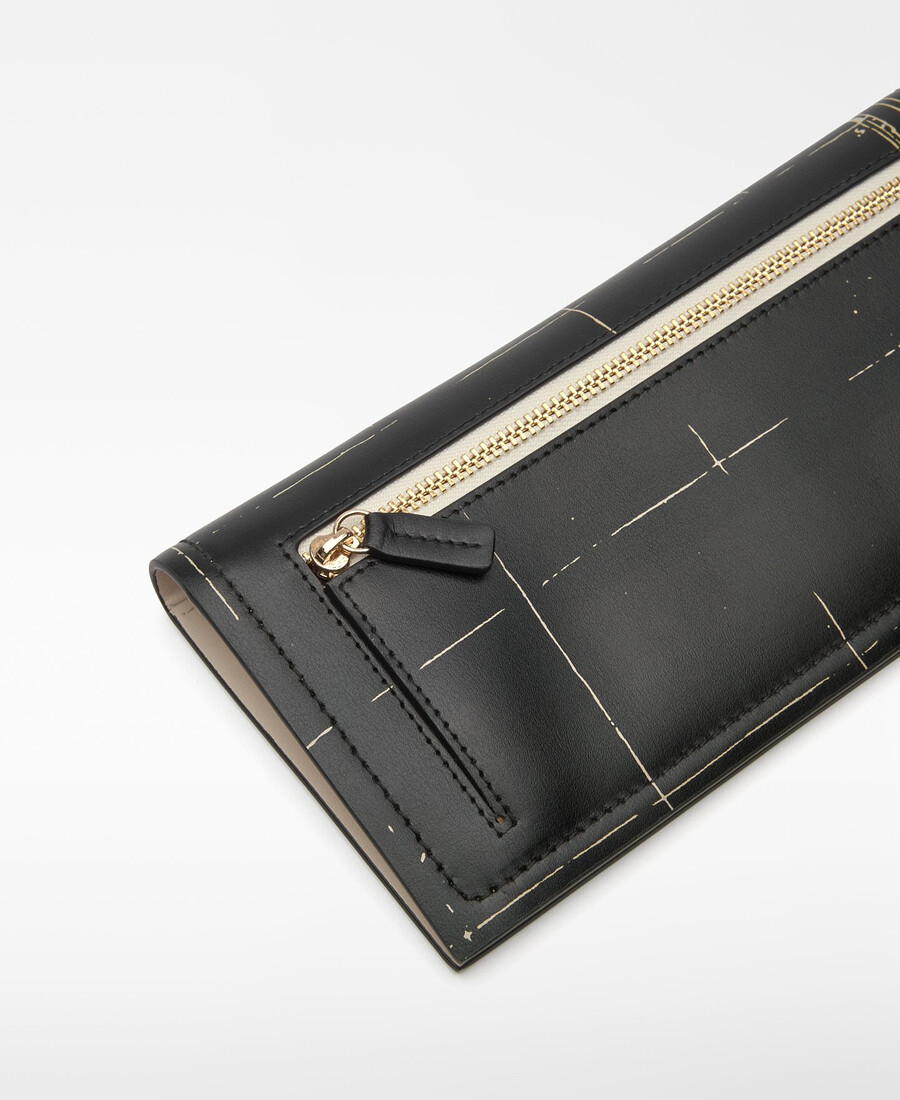 cartera de piel para mujer con estampado de mapas