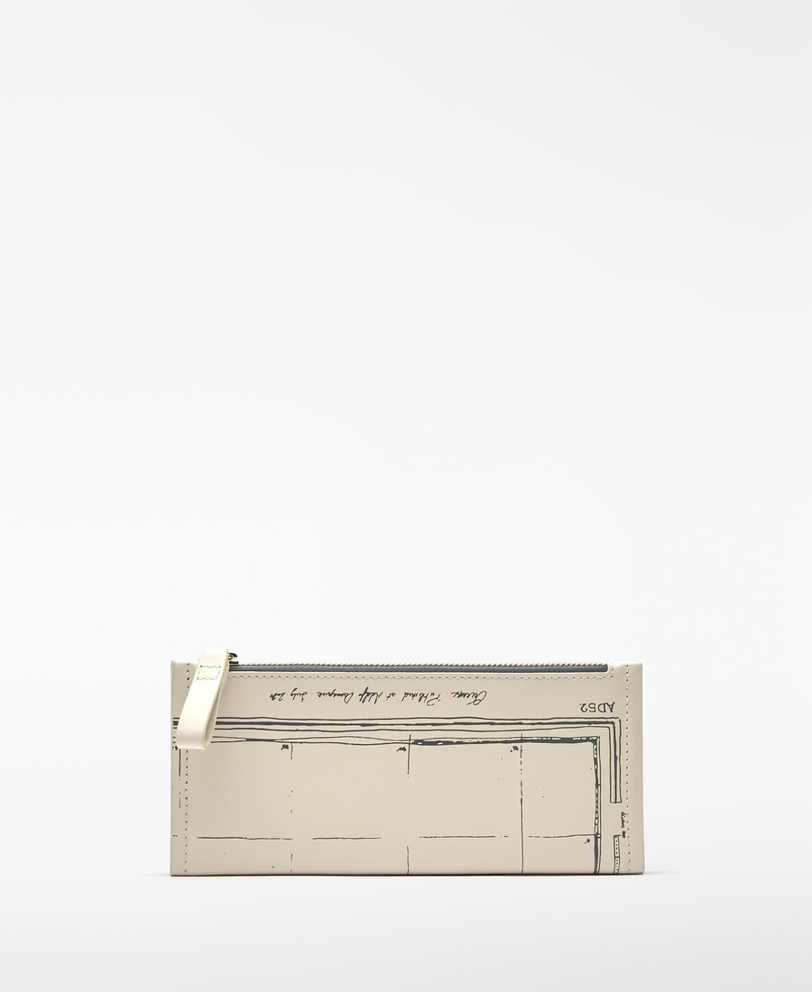 cartera de piel para mujer con estampado de mapas