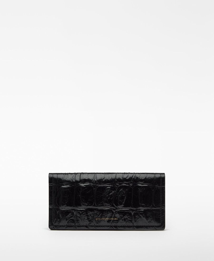 cartera grande de mica con efecto cocodrilo para mujer