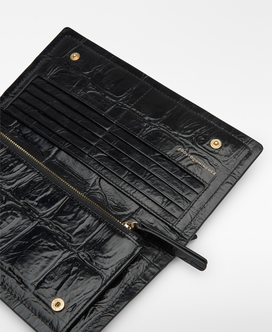 cartera grande de mica con efecto cocodrilo para mujer
