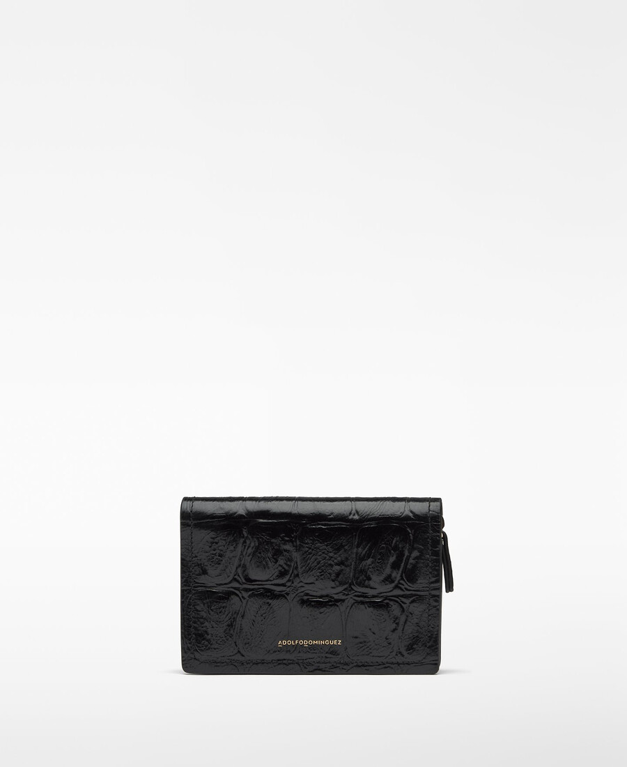 cartera de mujer mica con relieve de cocodrilo