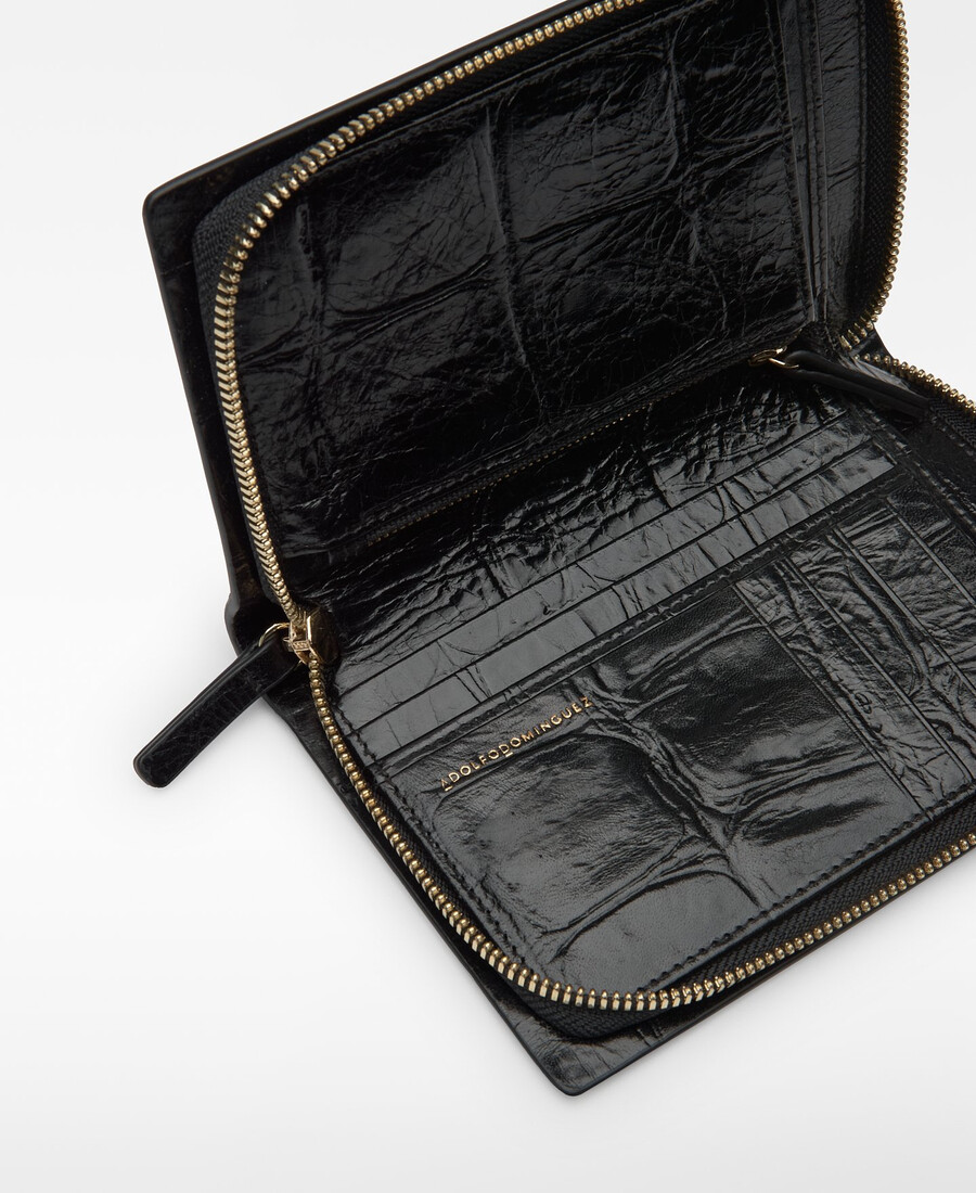 cartera de mujer mica con relieve de cocodrilo
