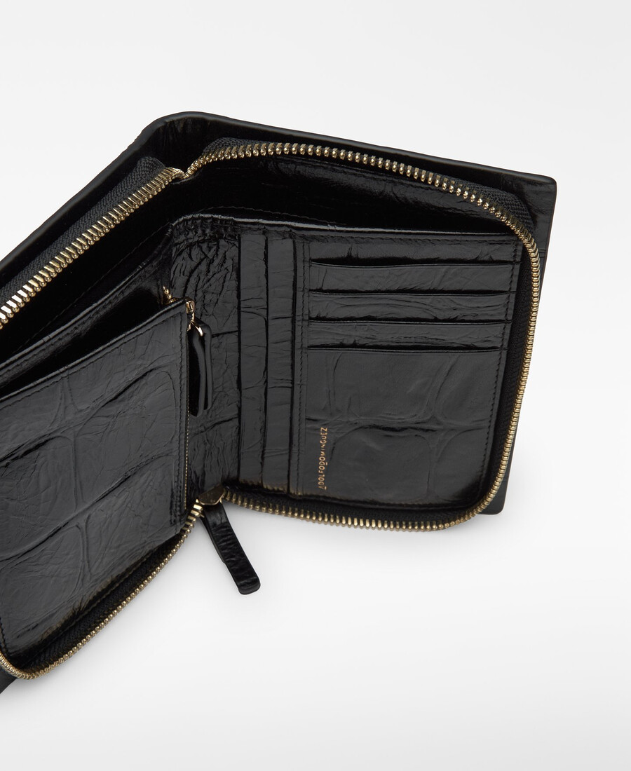 cartera de mujer mica con relieve de cocodrilo