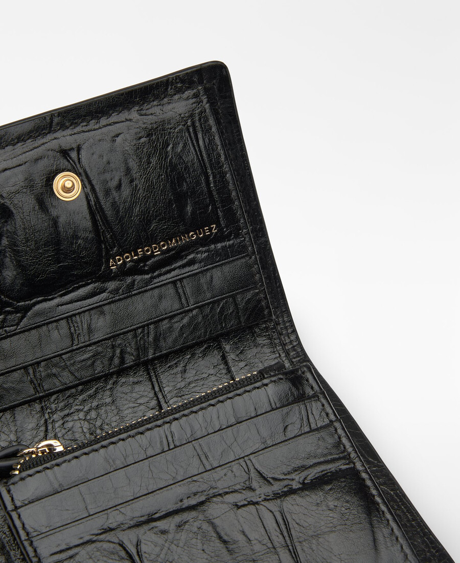 cartera de mujer mica con relieve de cocodrilo