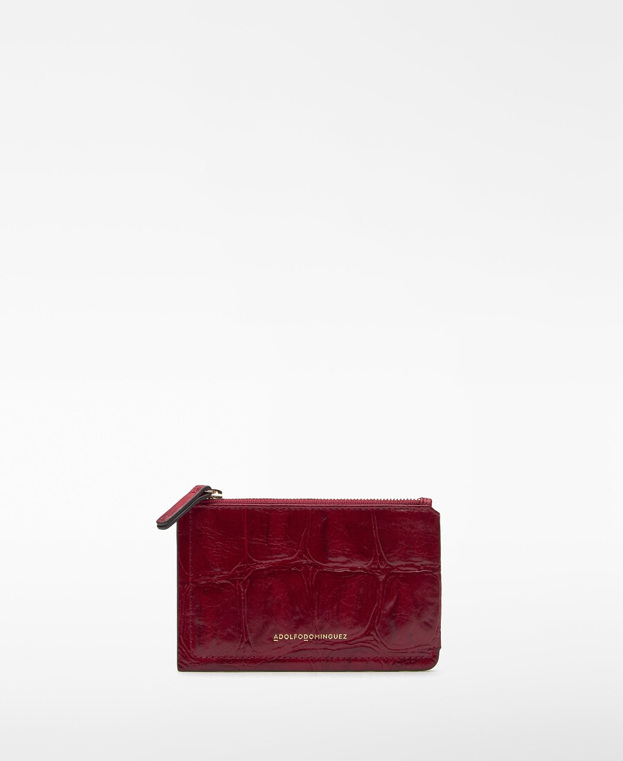 cartera pequeña mica con relieve de cocodrilo para mujer