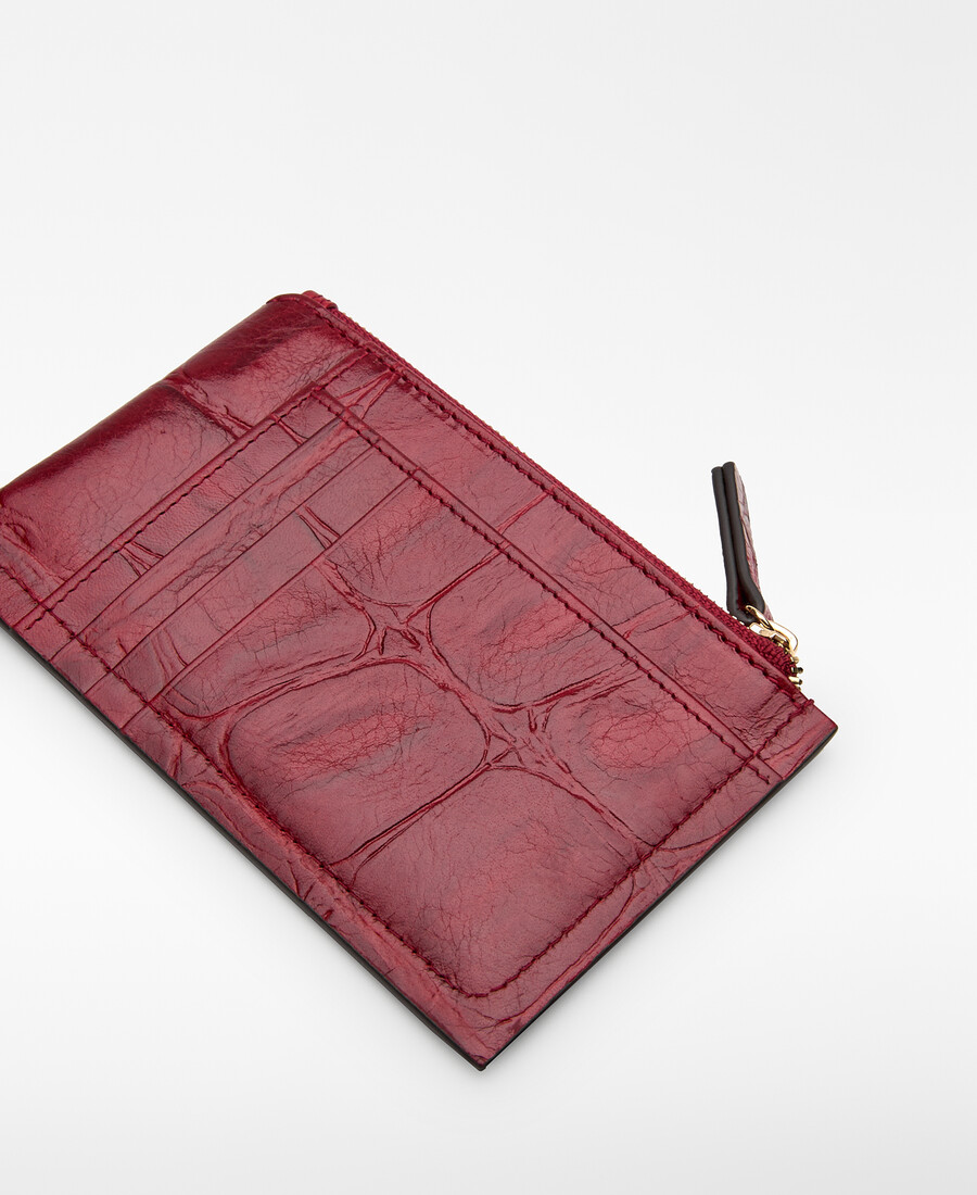 cartera pequeña mica con relieve de cocodrilo para mujer