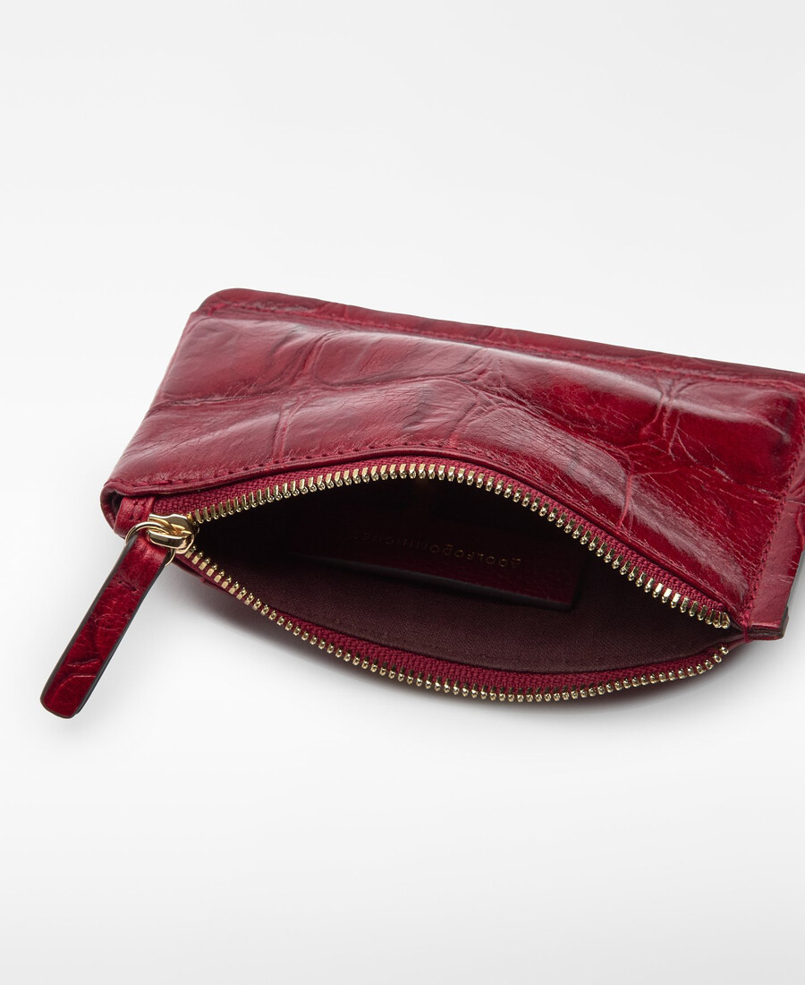 cartera pequeña mica con relieve de cocodrilo para mujer