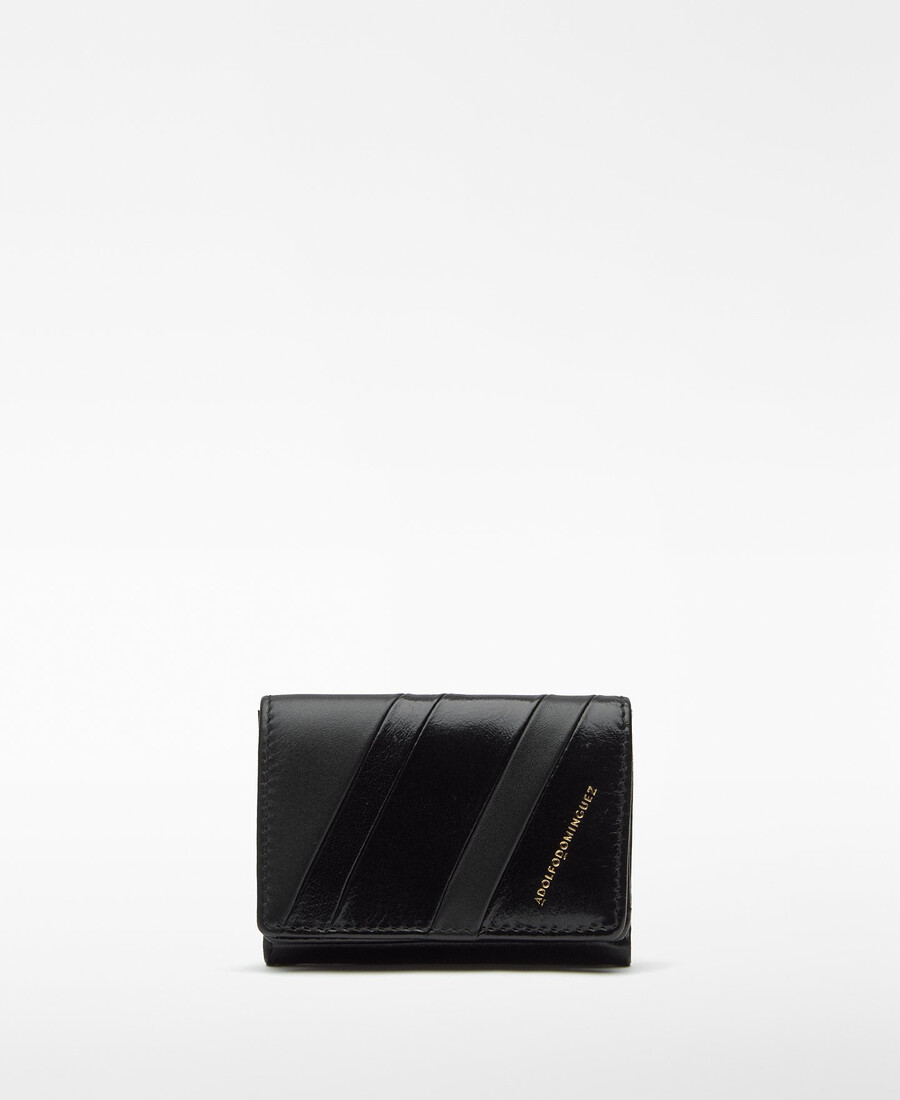 cartera de mujer con solapa y patchwork de piel