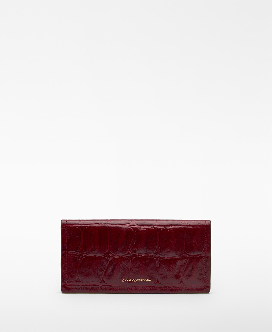 cartera grande de mica con efecto cocodrilo para mujer