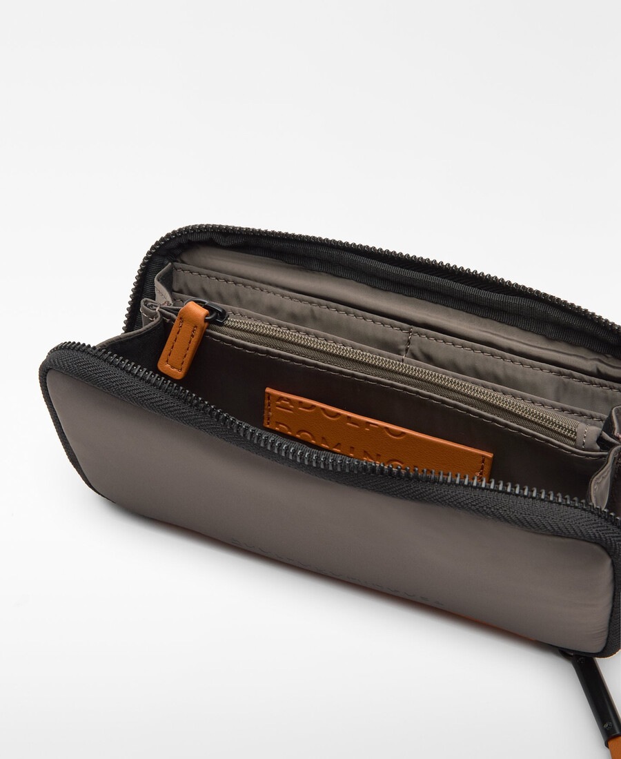 cartera grande de nailon bicolor para mujer